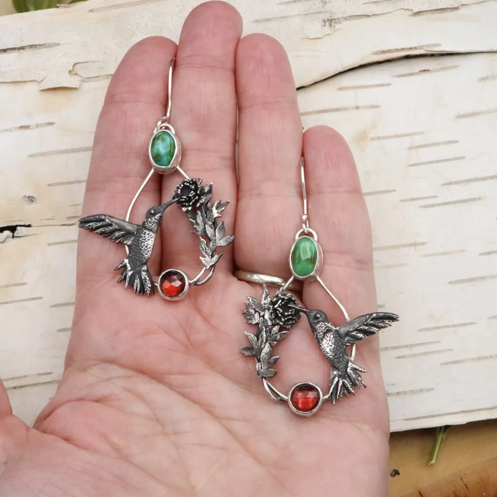 Ruby-Throated Hummingbird Earrings