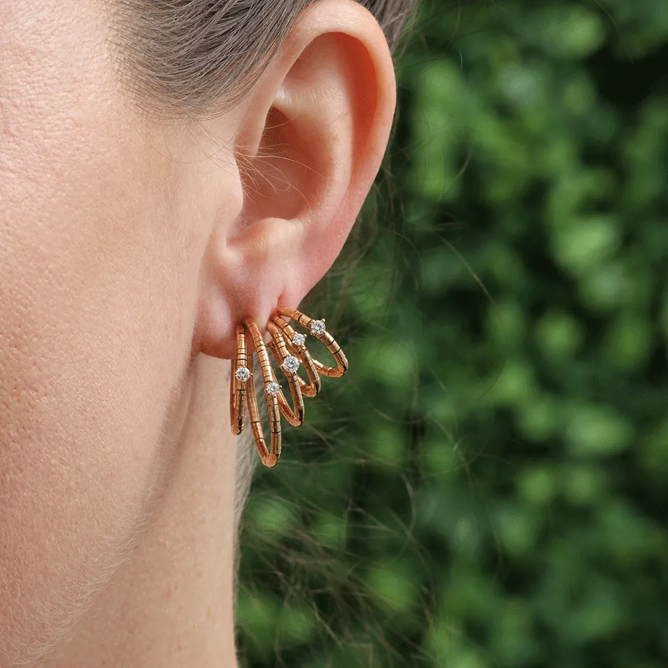 Rugiada Five Diamond Hoop Earrings