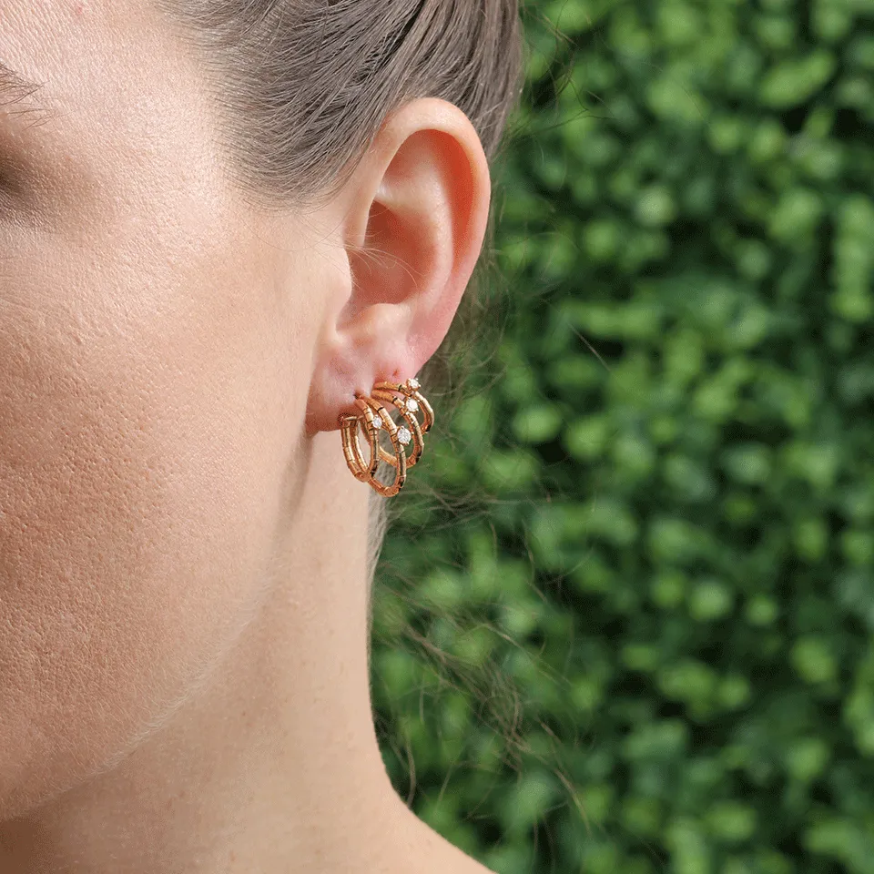 Rugiada Four Diamond Hoop Earrings