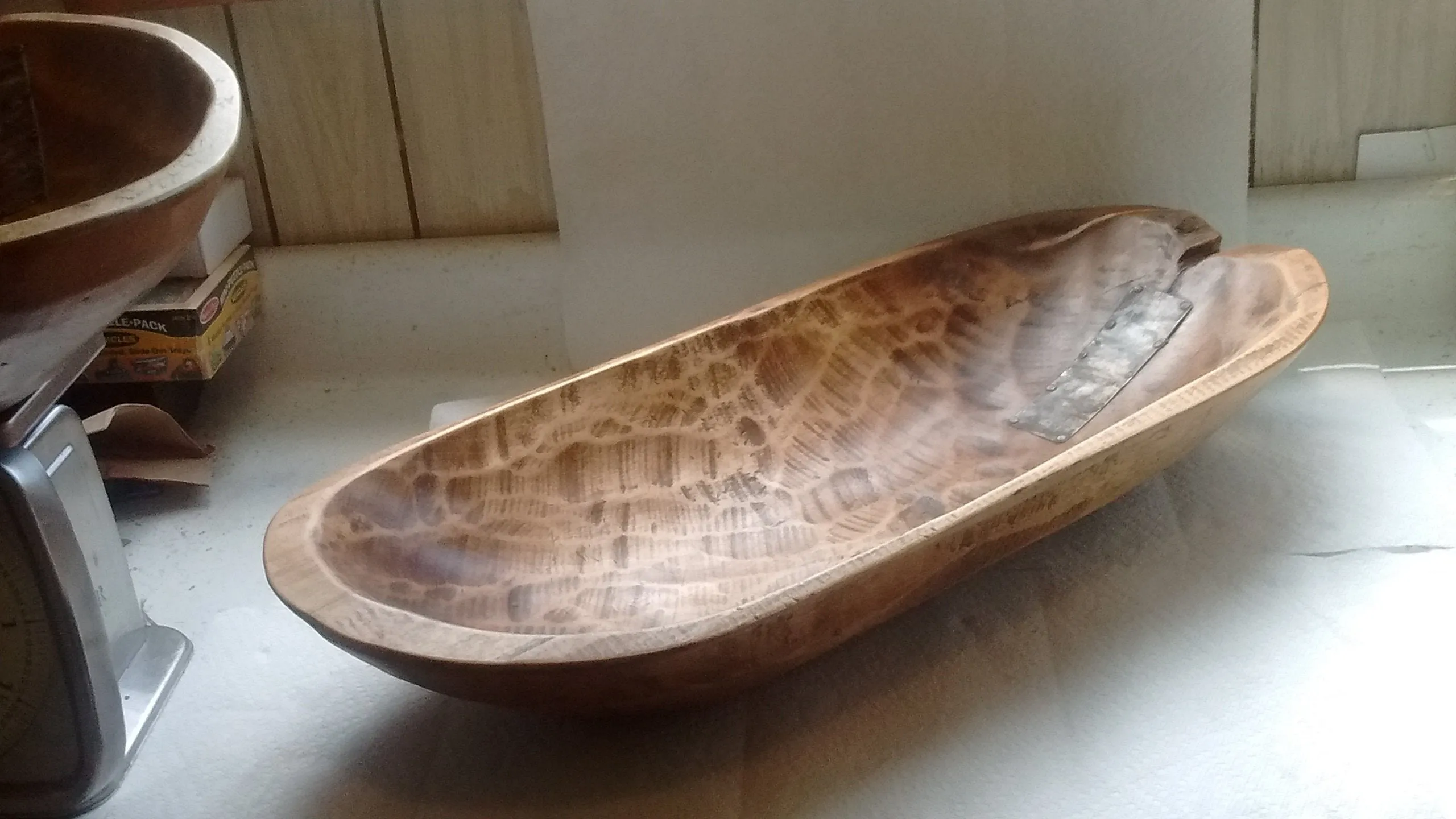 Rustic Primitive Hand Made Signed Wooden Bowls in Round Style Rectangular Style