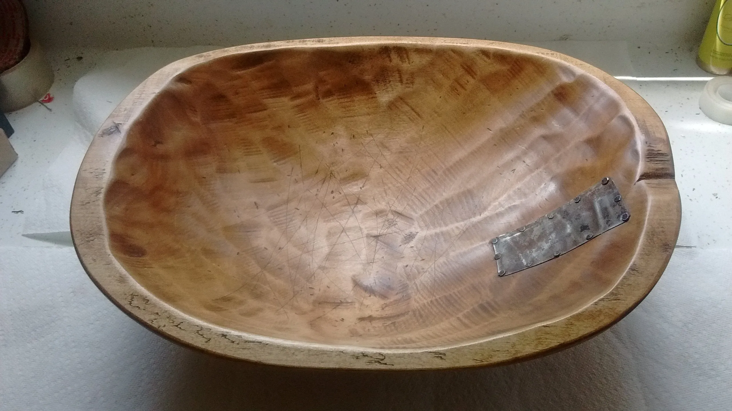 Rustic Primitive Hand Made Signed Wooden Bowls in Round Style Rectangular Style