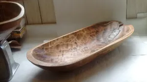 Rustic Primitive Hand Made Signed Wooden Bowls in Round Style Rectangular Style