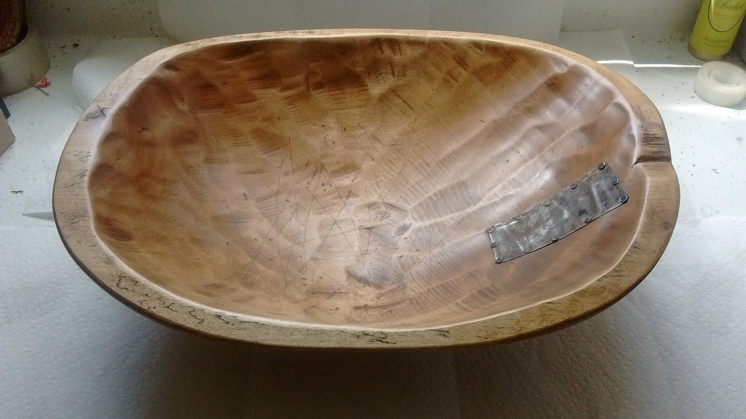 Rustic Primitive Hand Made Signed Wooden Bowls in Round Style Rectangular Style