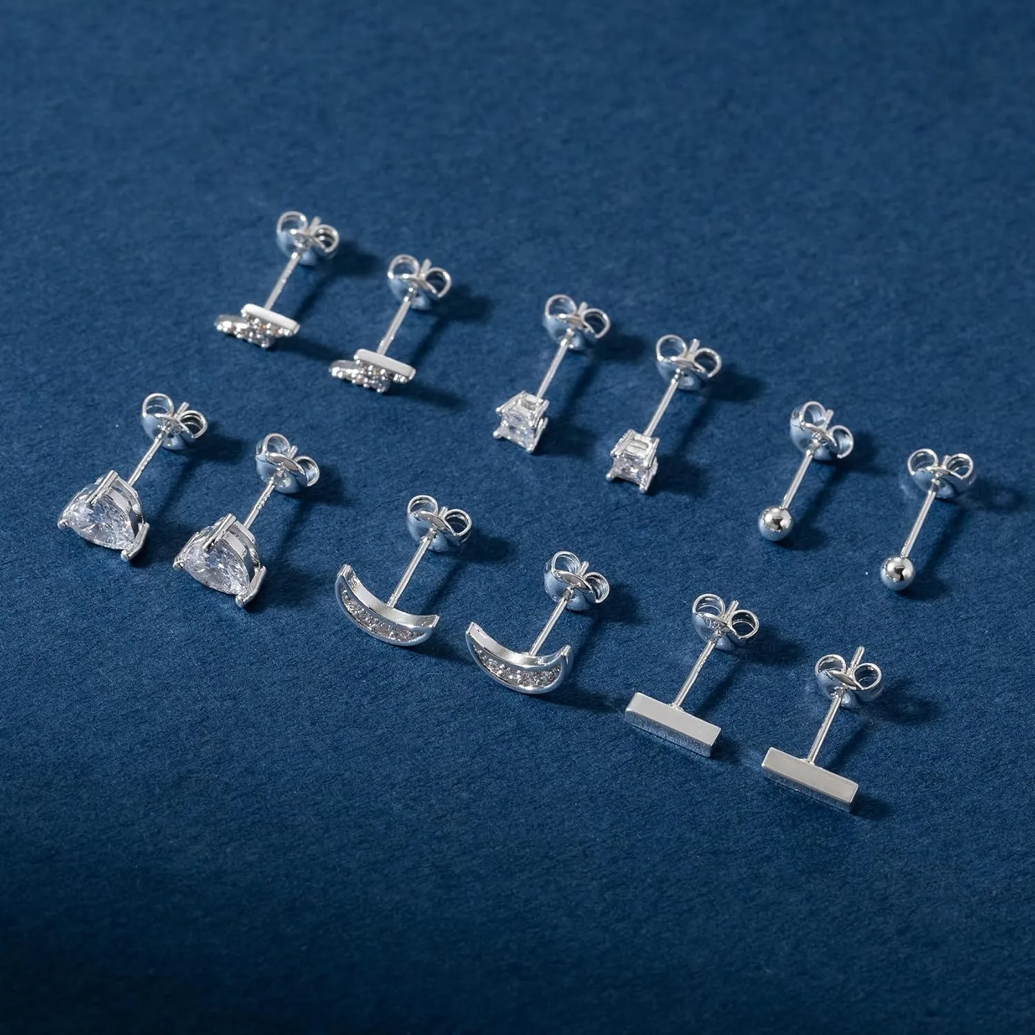 S925 Sterling Silver Stud Earrings for Women Men Small Stud Earrings Set for Multiple Piercing Hypoallergenic Ball Cubic Zirconia Stud Pearl Earrings for women 3/4/5/6/7mm Stackable Studs Women Gift
