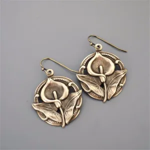 saako Vintage Silver Color Round Metal Carving Earrings Women Minimalist Geometry Die-Casting Pattern Dangle Earrings Jewelry 1Pair