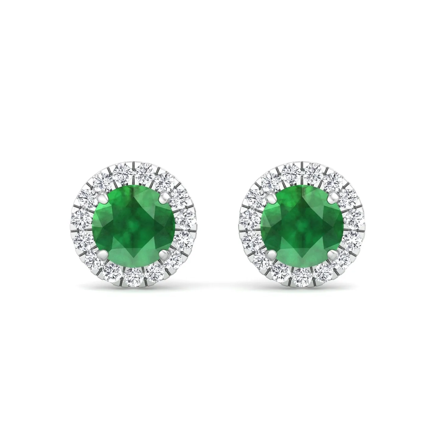 Safo - Round Cut Emerald & Diamond Halo Earrings