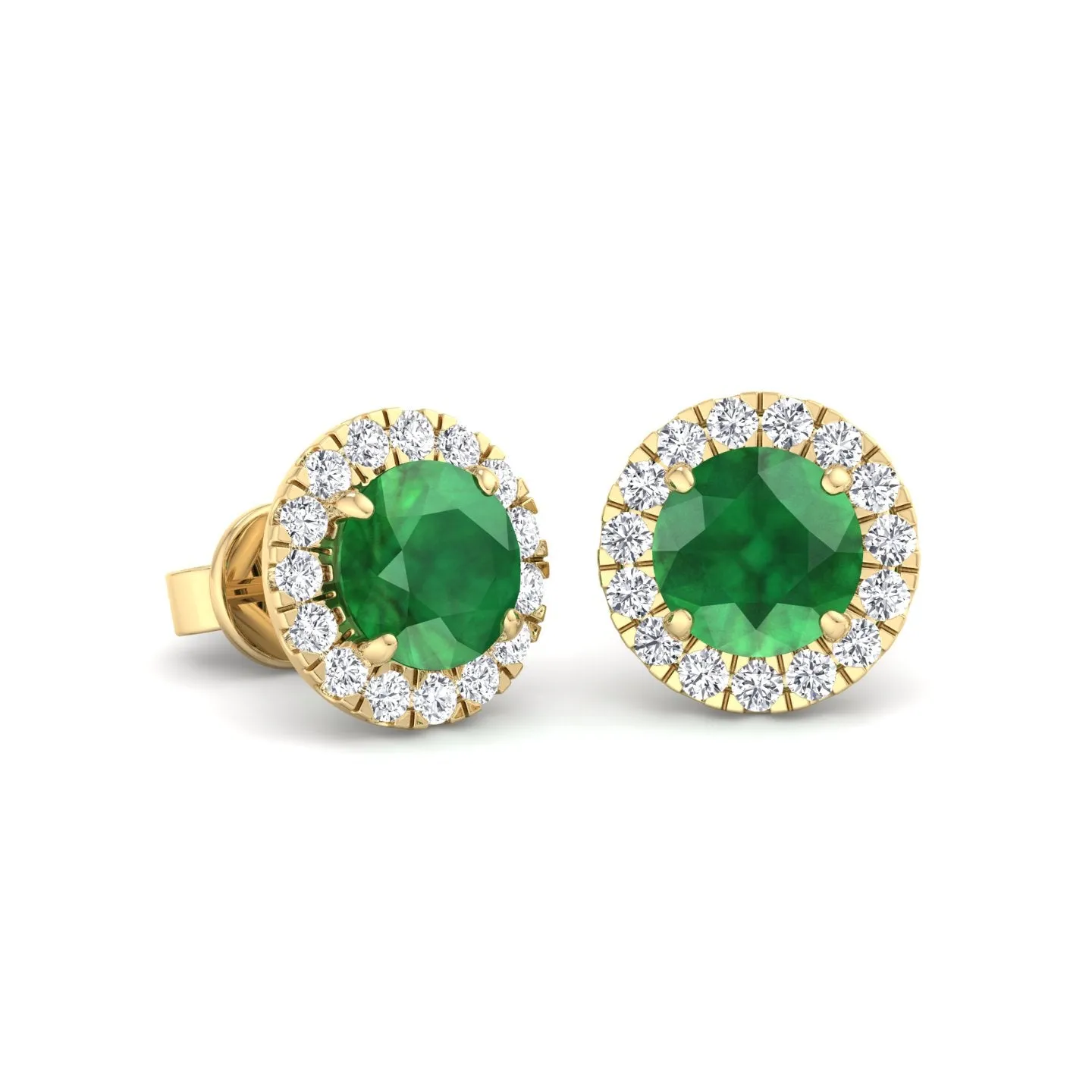 Safo - Round Cut Emerald & Diamond Halo Earrings