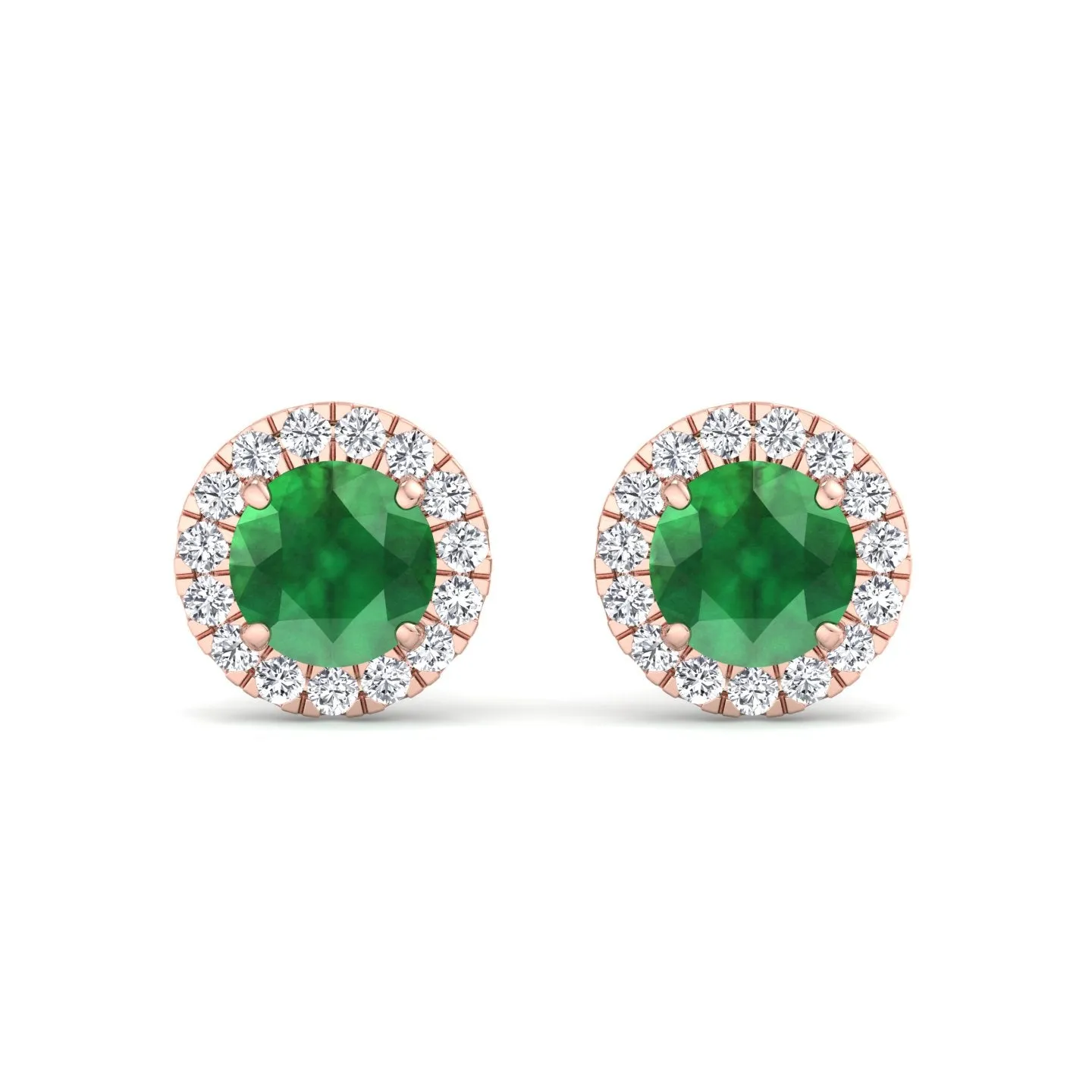 Safo - Round Cut Emerald & Diamond Halo Earrings