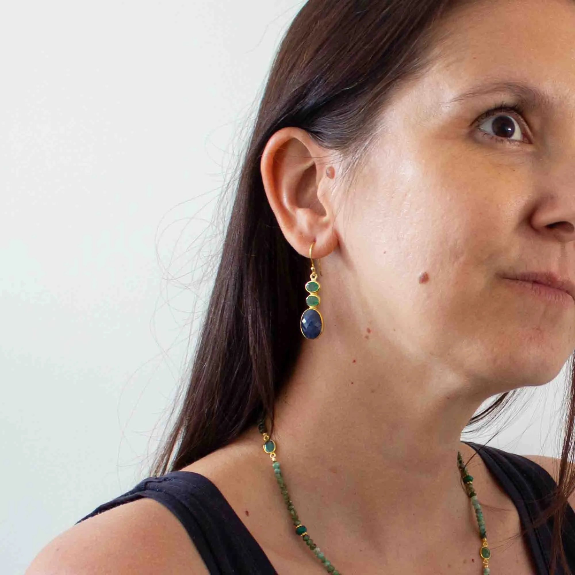 Sapphire and Emerald Earrings