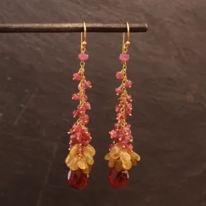 Sapphire and Gold Vermeil Cluster Drop Earrings