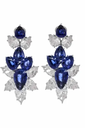 Sapphire Cubic Zirconia Cluster Drop Earrings