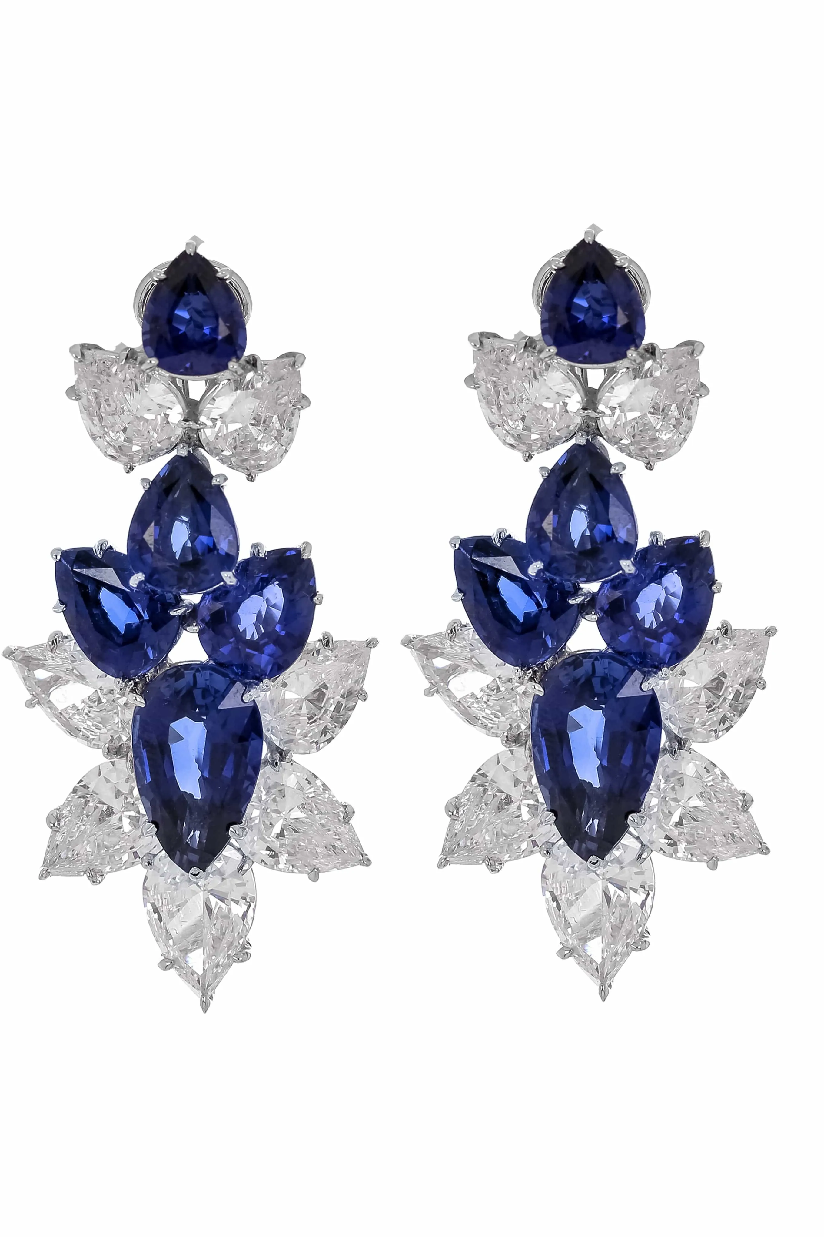 Sapphire Cubic Zirconia Cluster Drop Earrings
