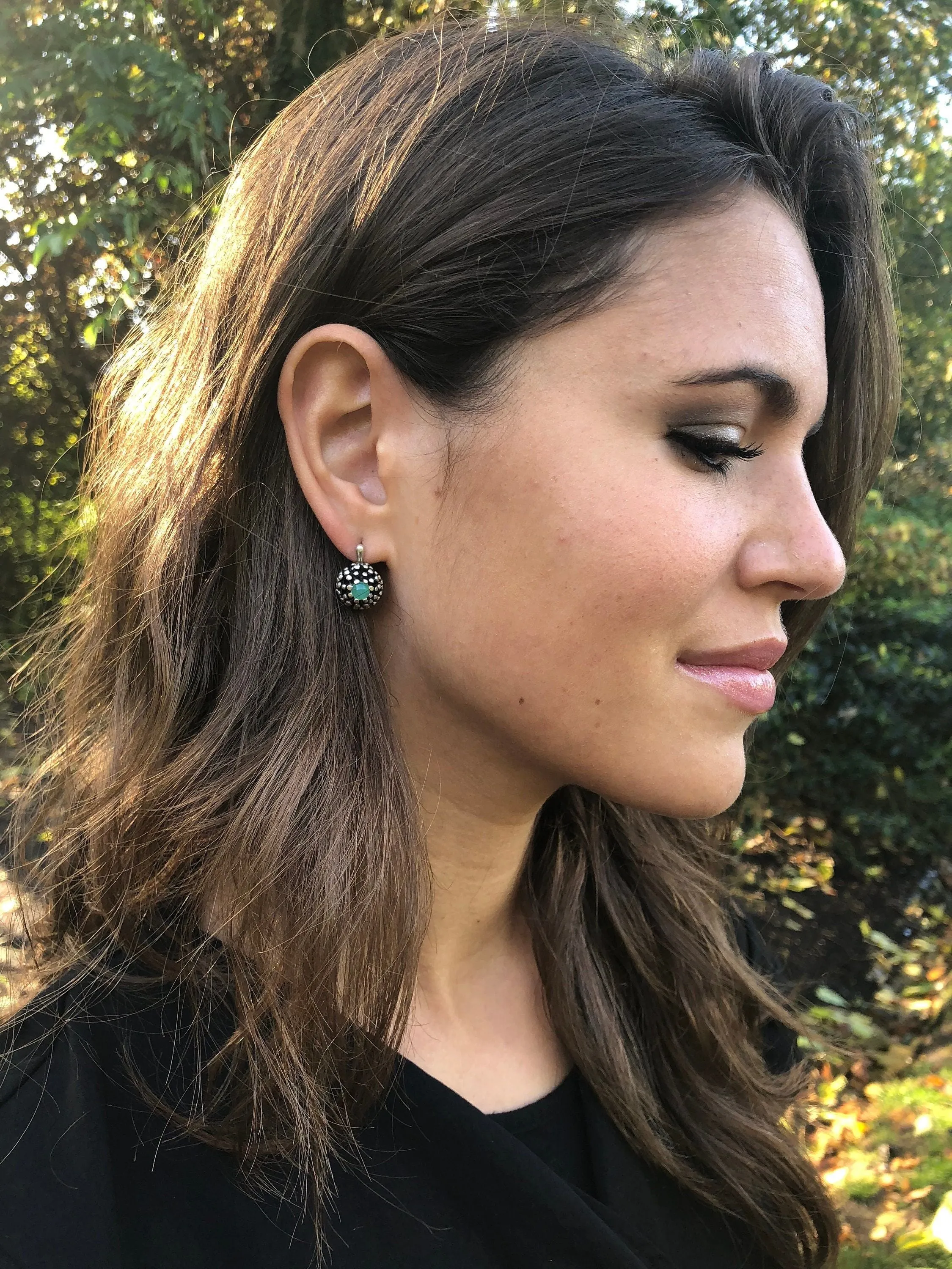 Sapphire Earrings - Silver Pinecone Earrings - Blue Vintage Studs