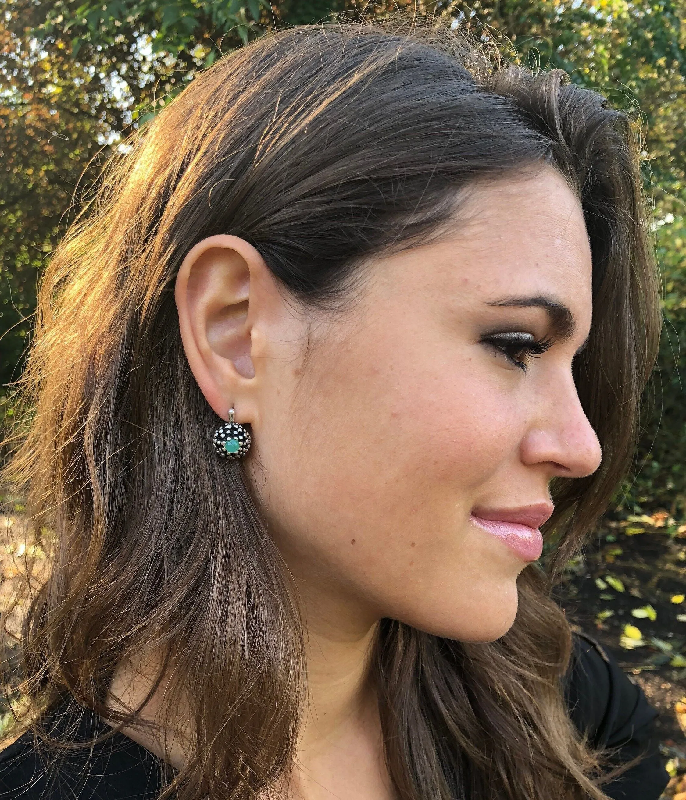 Sapphire Earrings - Silver Pinecone Earrings - Blue Vintage Studs