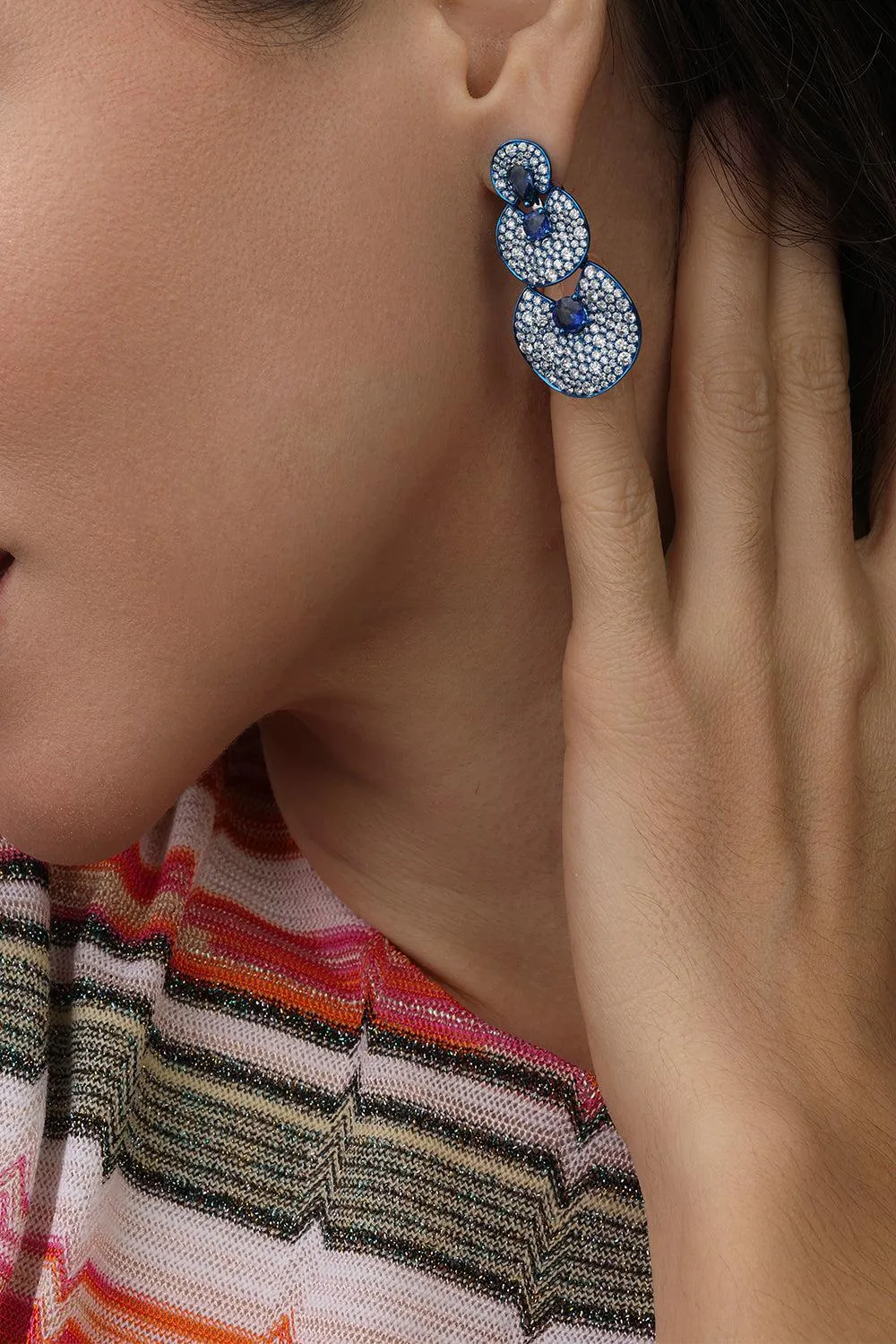 Sapphire Three Drop Earrings