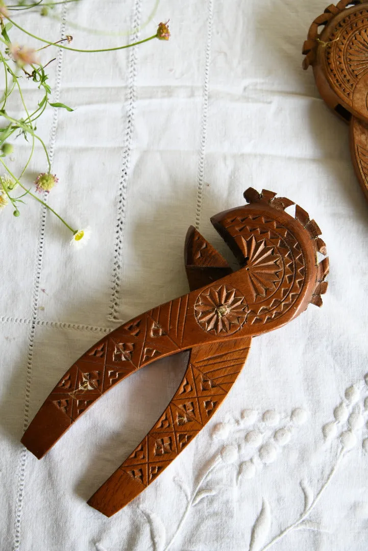 Scandinavian Carved Folk Style Wooden Nutcracker