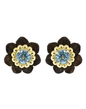 Sculptural Botanical Marquetry Flower Stud Earrings
