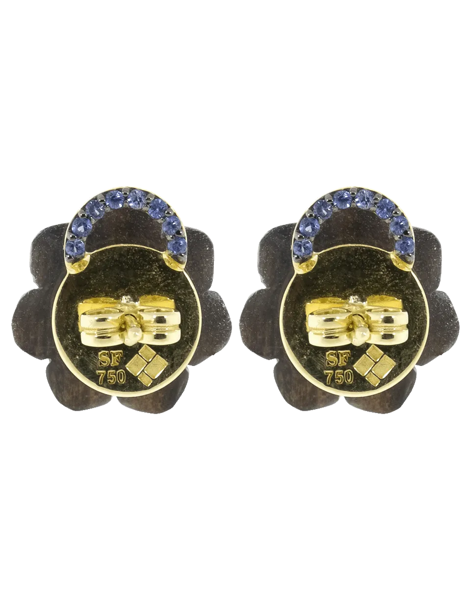 Sculptural Botanical Marquetry Flower Stud Earrings