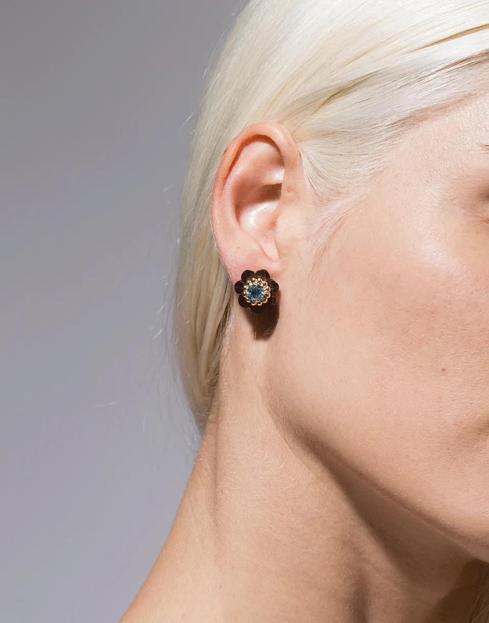 Sculptural Botanical Marquetry Flower Stud Earrings