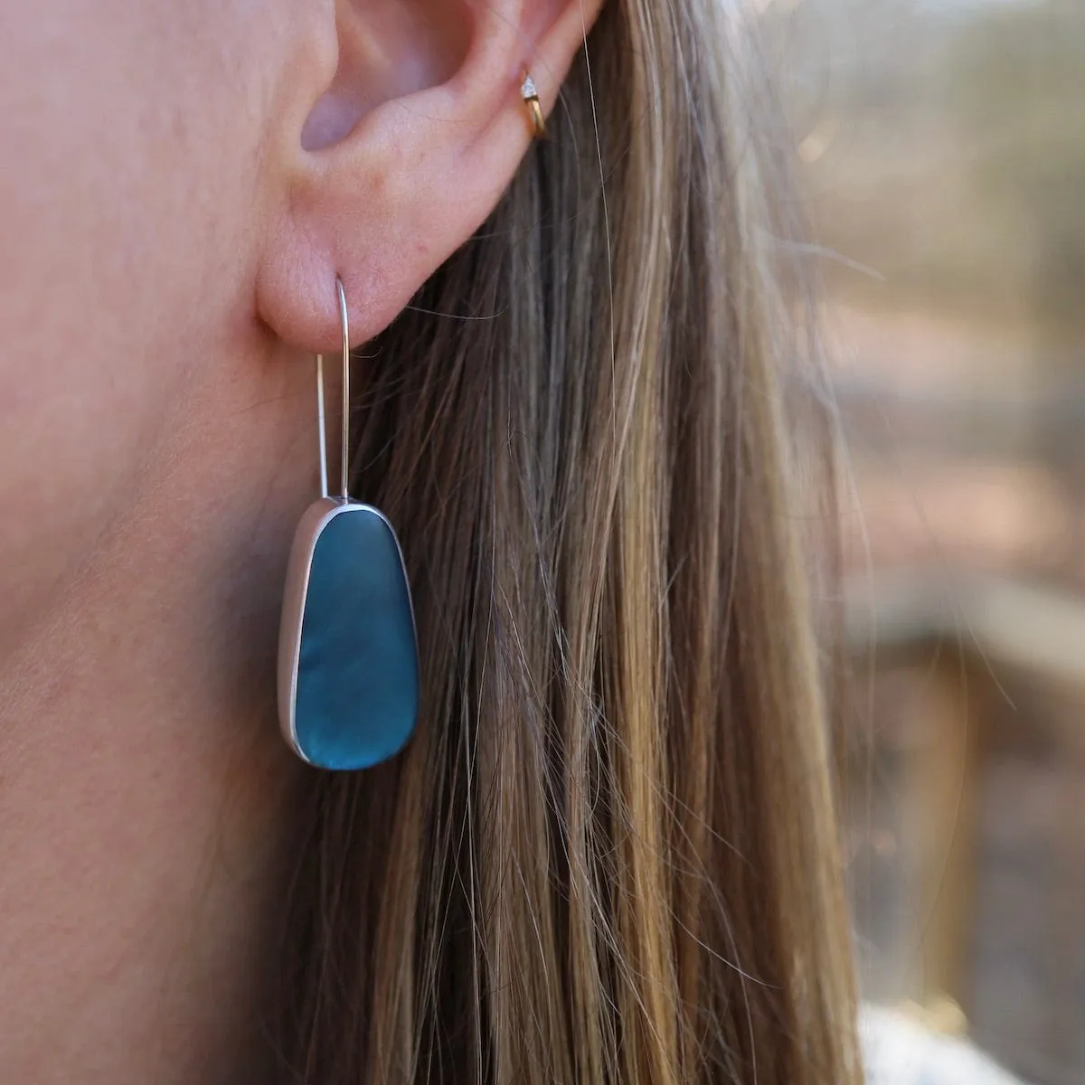 Sea Blue Oval Earrings