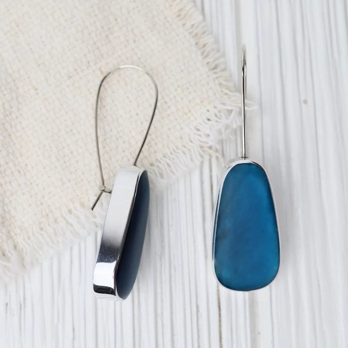 Sea Blue Oval Earrings