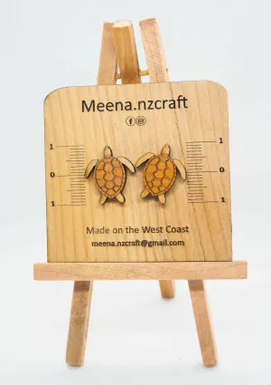 Sea turtle Wooden Rimu Stud Earrings