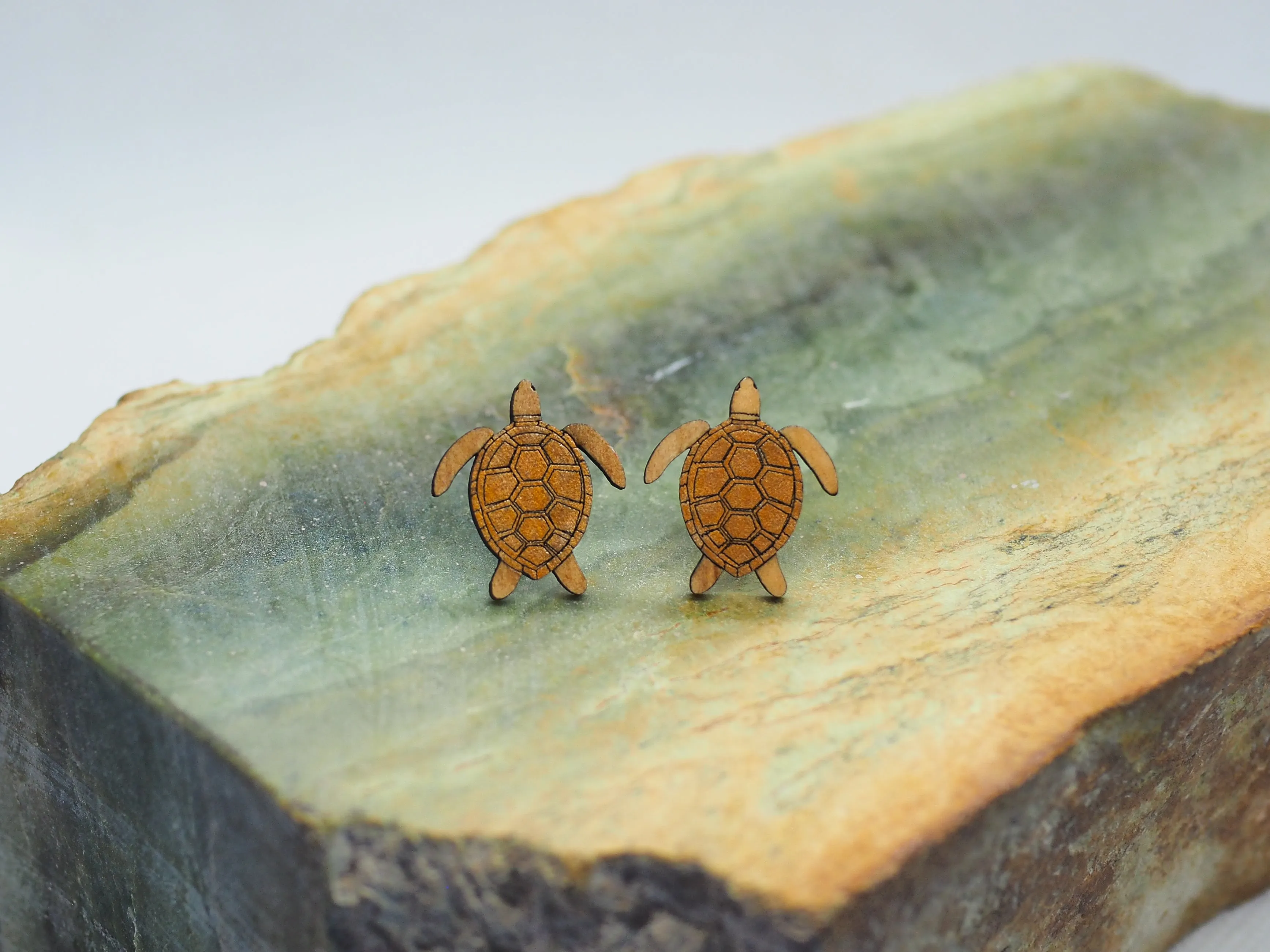 Sea turtle Wooden Rimu Stud Earrings