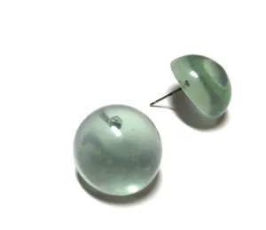 Seafoam Green Transparent Studs | vintage lucite retro button stud earrings