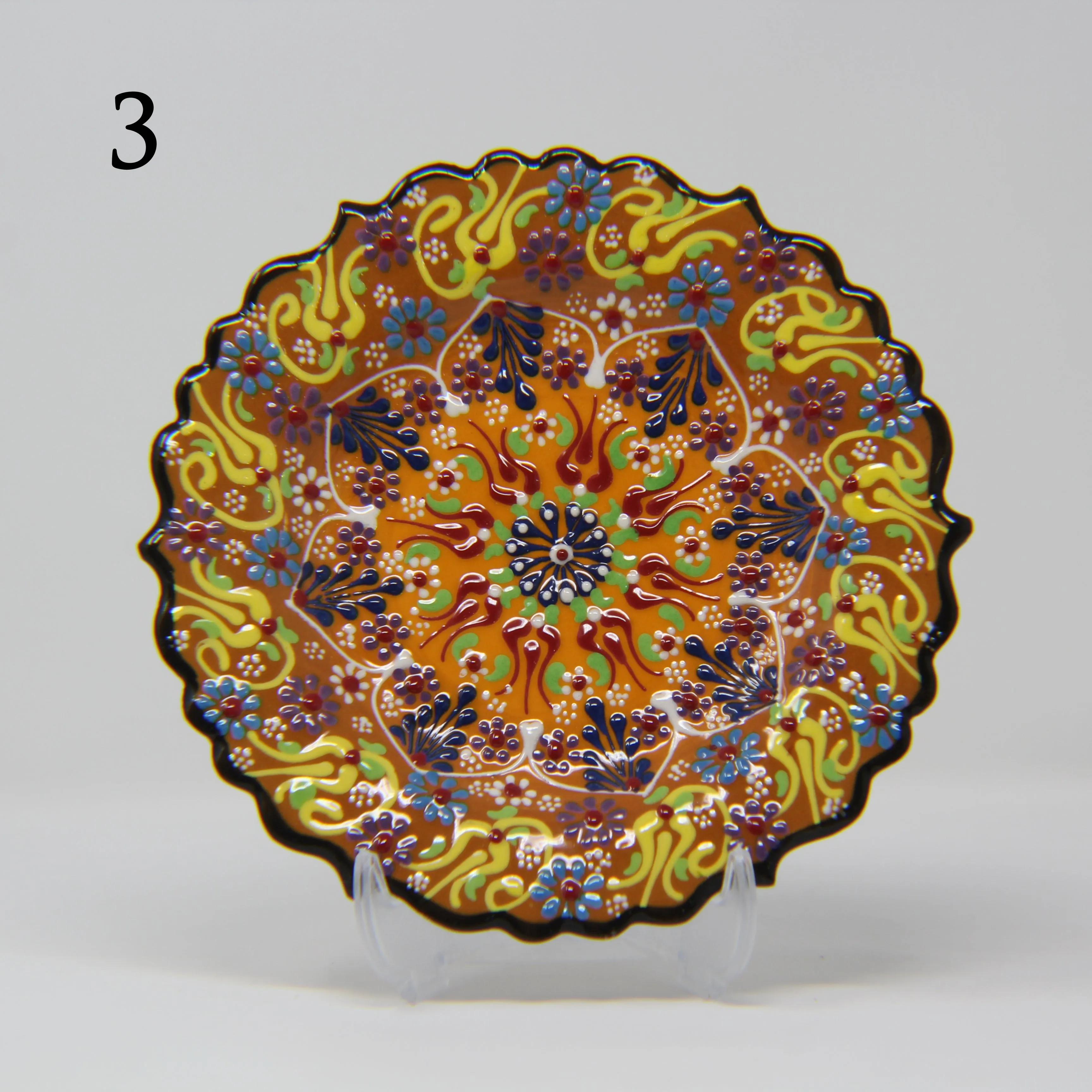 SET OF 3 HAND MADE TURKISH CERAMIC PLATE, 18 cm ( 8''inch ) ID:130