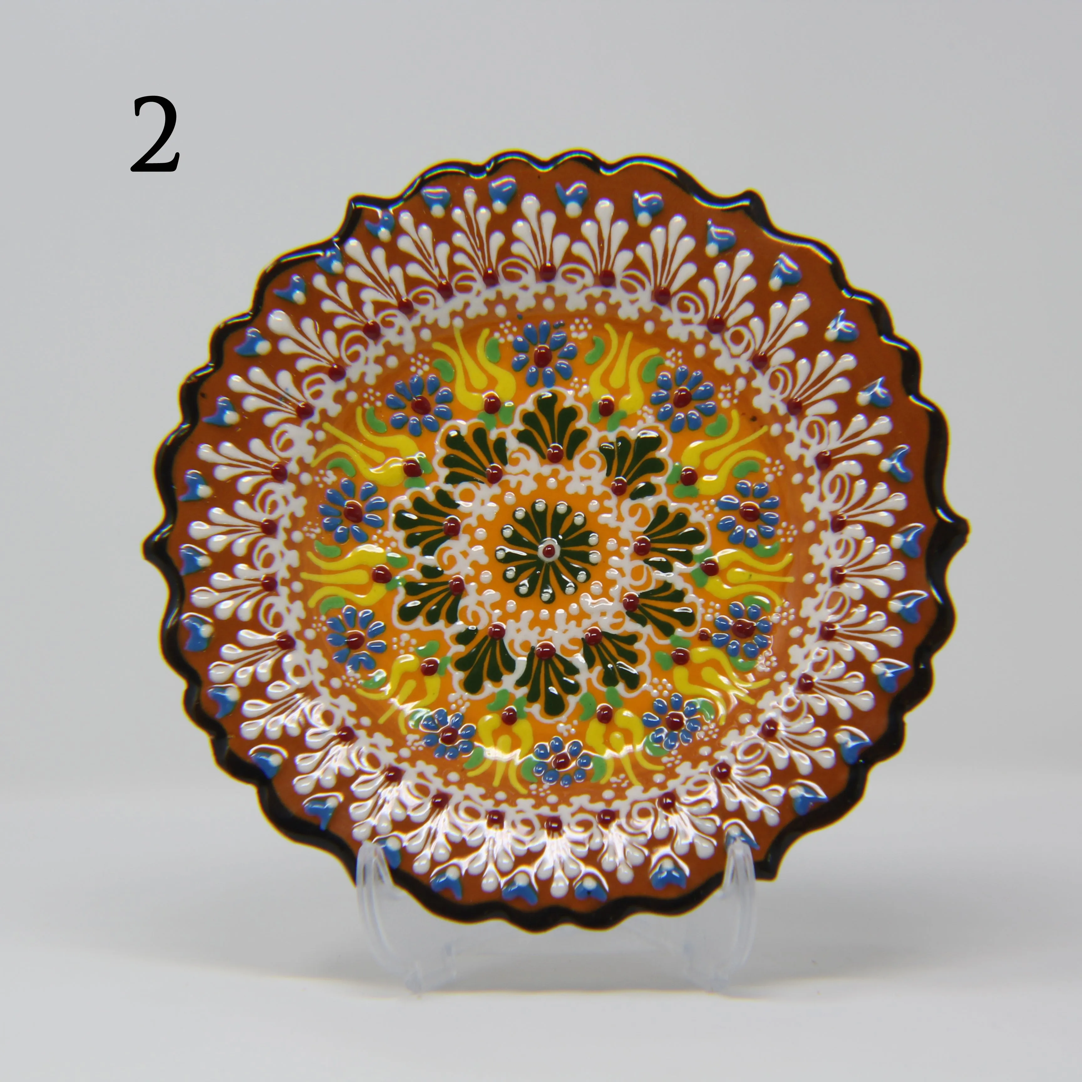 SET OF 3 HAND MADE TURKISH CERAMIC PLATE, 18 cm ( 8''inch ) ID:130