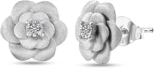 Shop LC Luxuriant Lab Grown Diamond G-H SI 0.20 Ct Floral Stud Earring in Rhodium Plated Sterling Silver