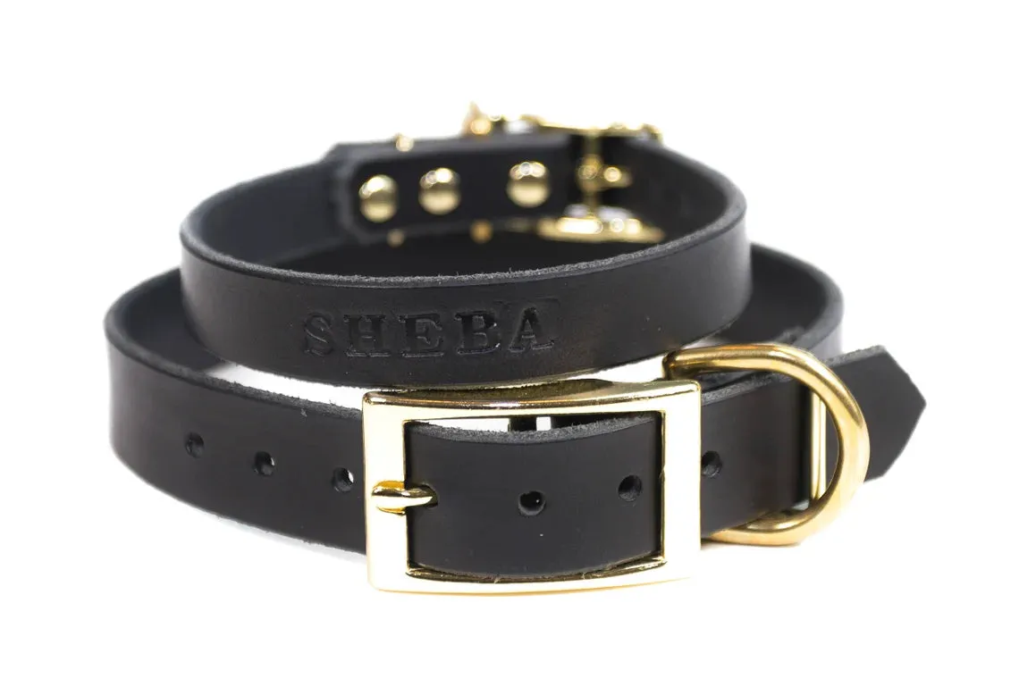 Signature Leather Dog Collar - Brass / Gold Tone Hardware