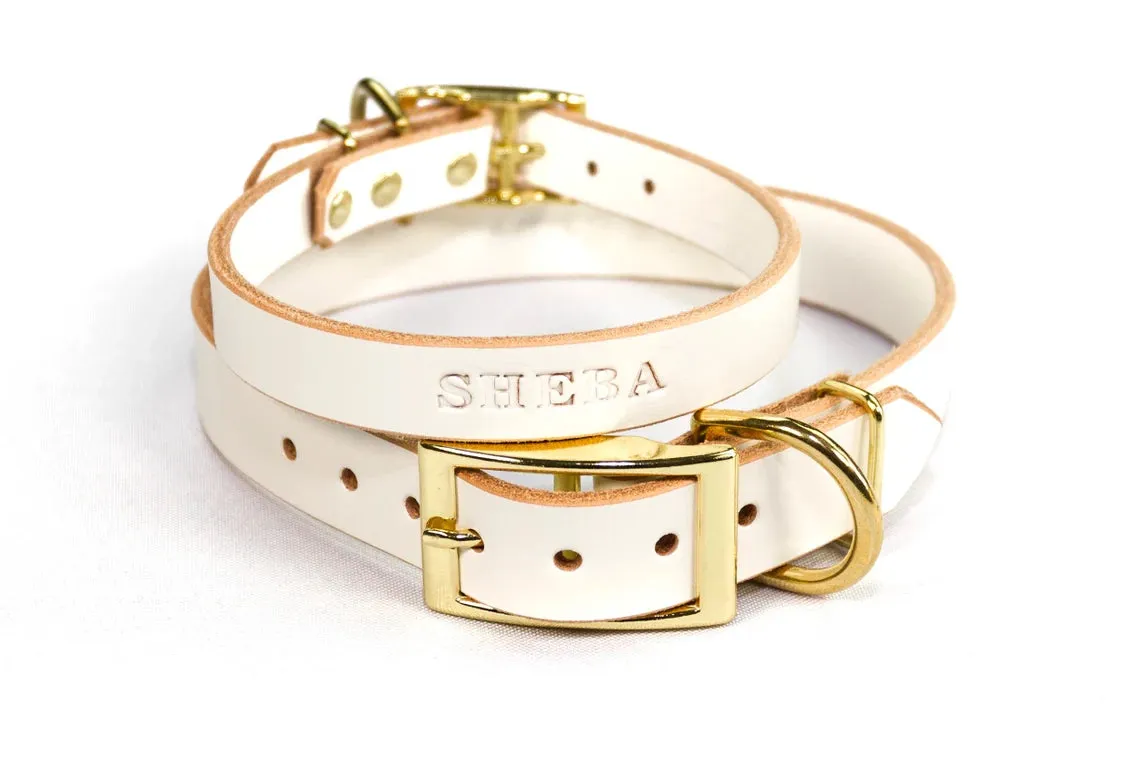 Signature Leather Dog Collar - Brass / Gold Tone Hardware
