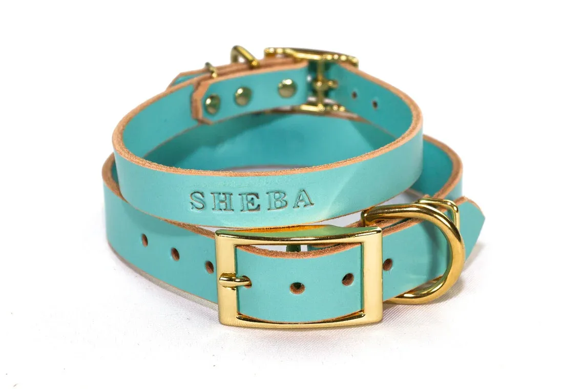 Signature Leather Dog Collar - Brass / Gold Tone Hardware