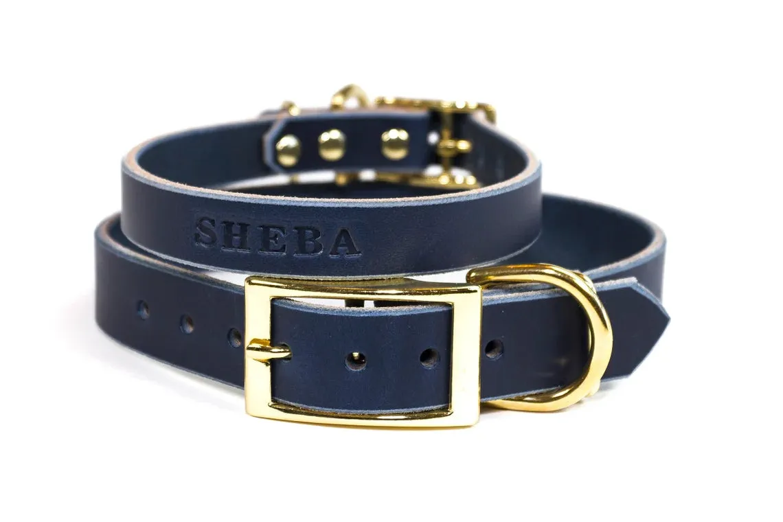 Signature Leather Dog Collar - Brass / Gold Tone Hardware