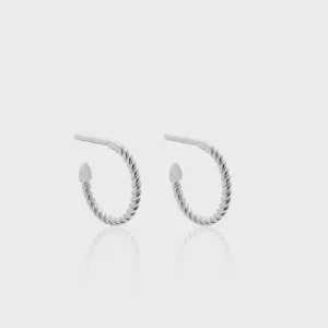SIlk & Steel Superfine Mini Rope Hoops - Silver