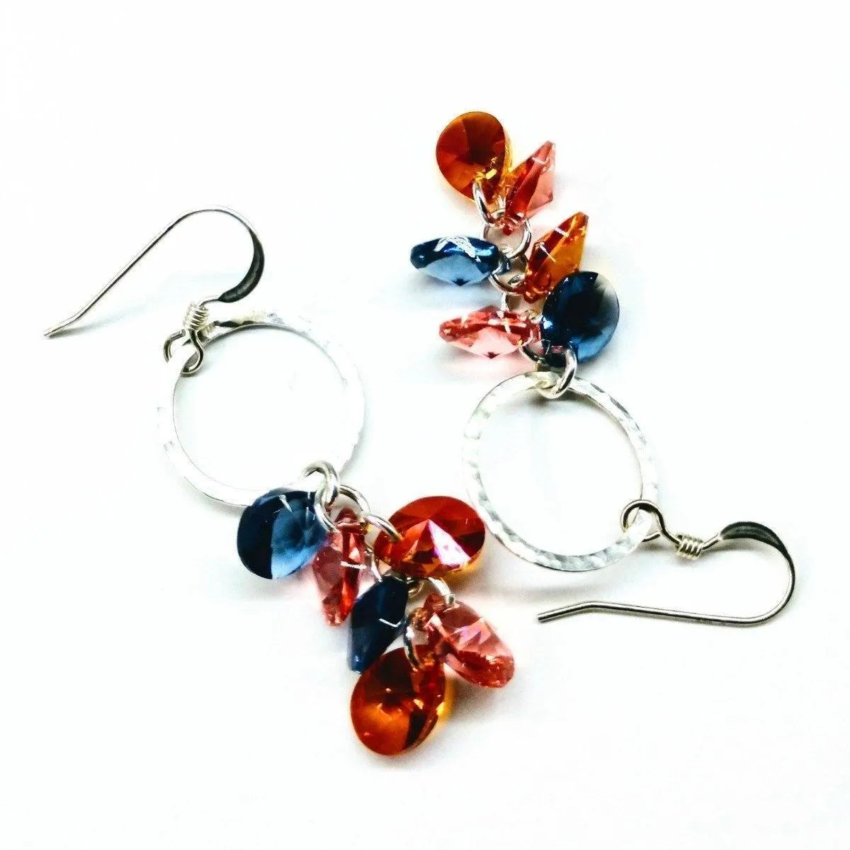 Silver Circle Multi Color Crystal