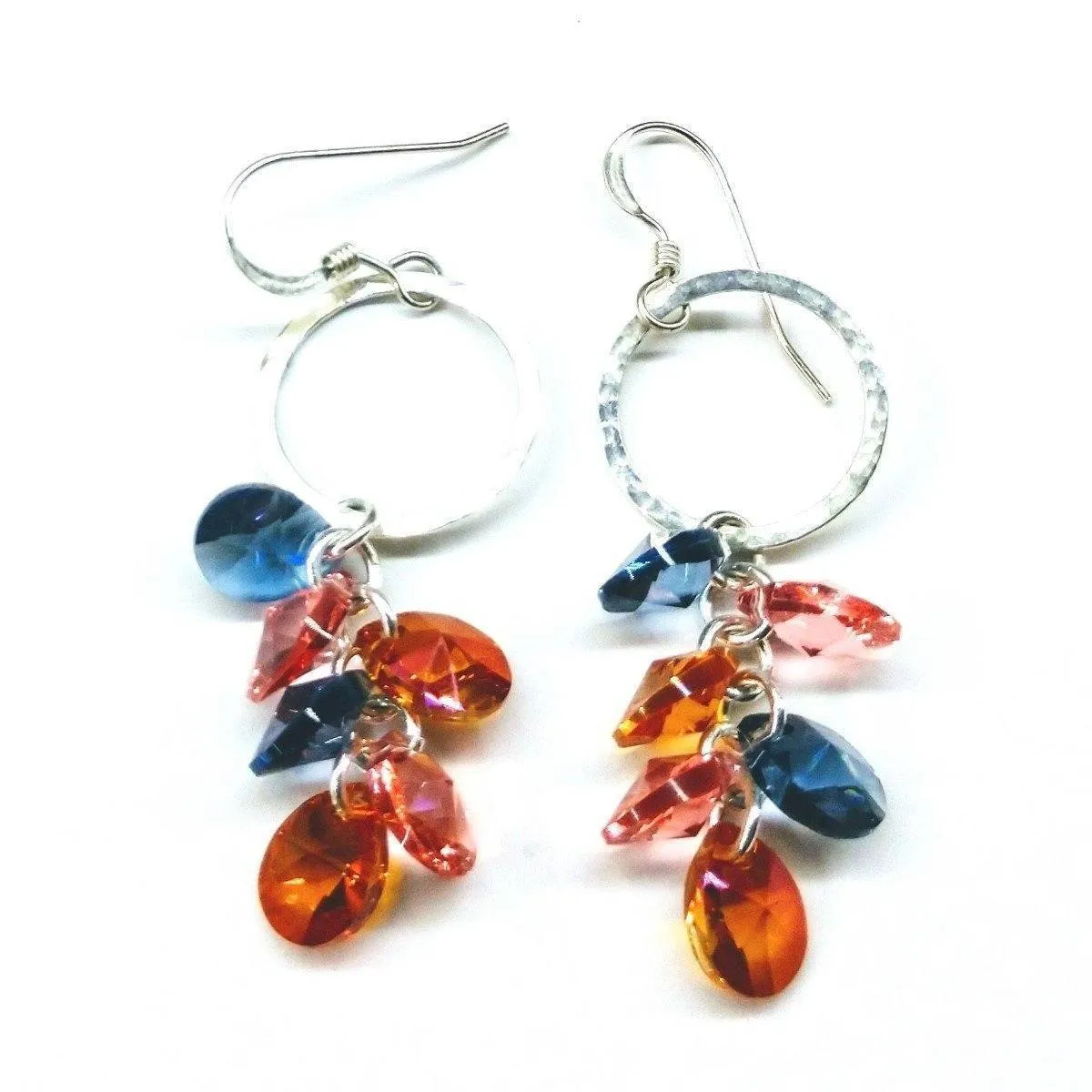 Silver Circle Multi Color Crystal