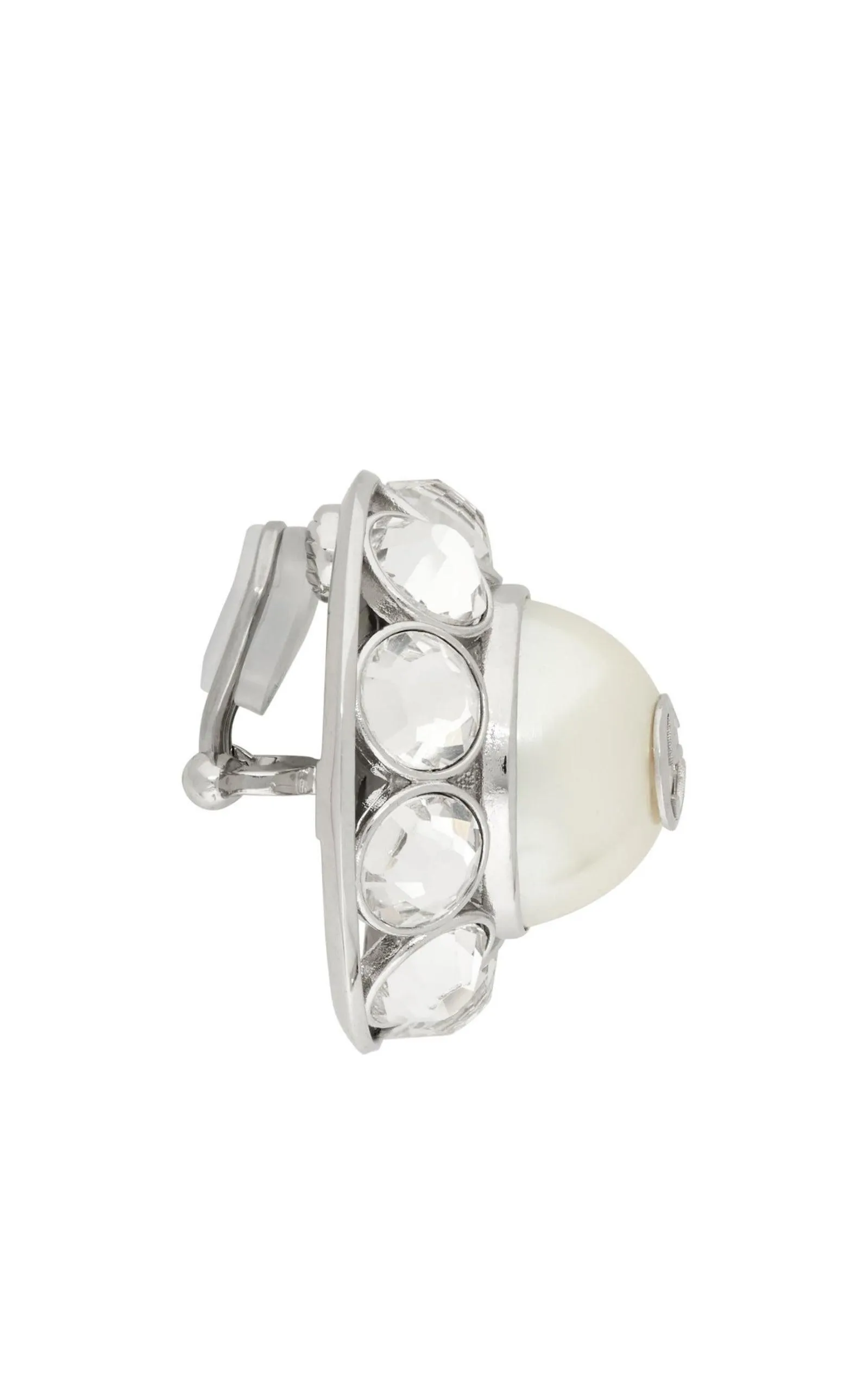 Silver Crystal & Pearl Interlocking G Earrings