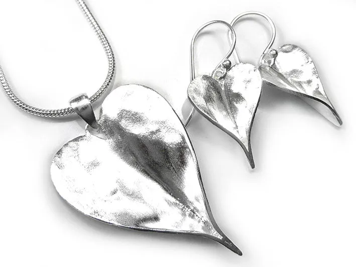 Silver Earrings - Organic Heart Drop