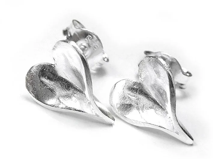 Silver Earrings - Organic Heart Drop