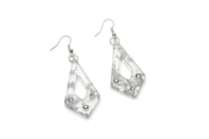 Silver Foil Carved Starburst Drop Earrings