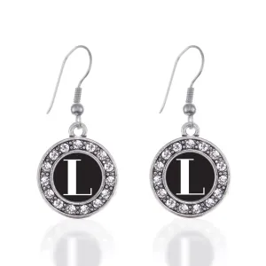 Silver My Vintage Initials - Letter L Circle Charm Dangle Earrings
