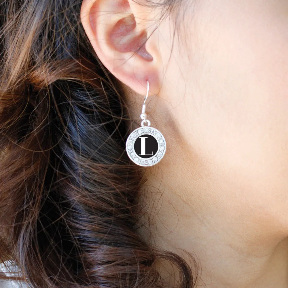 Silver My Vintage Initials - Letter L Circle Charm Dangle Earrings