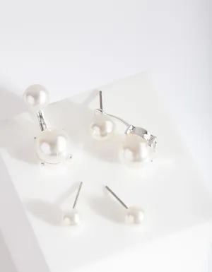 Silver Pearl Ball Drop Earring