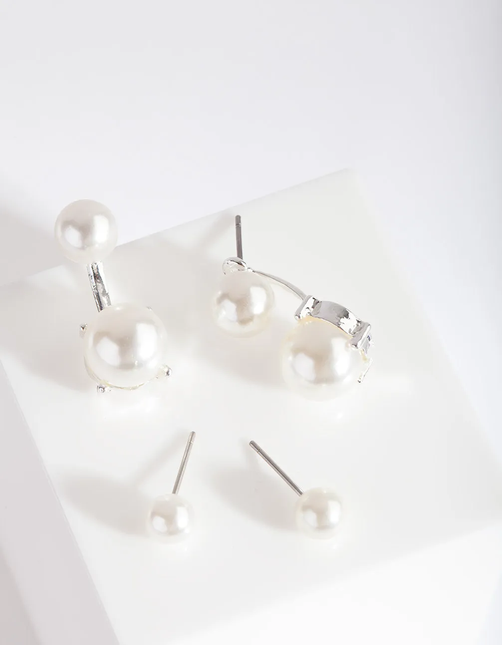 Silver Pearl Ball Drop Earring