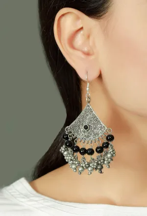 Silver Plated Brass Triangular Tribal Earrings