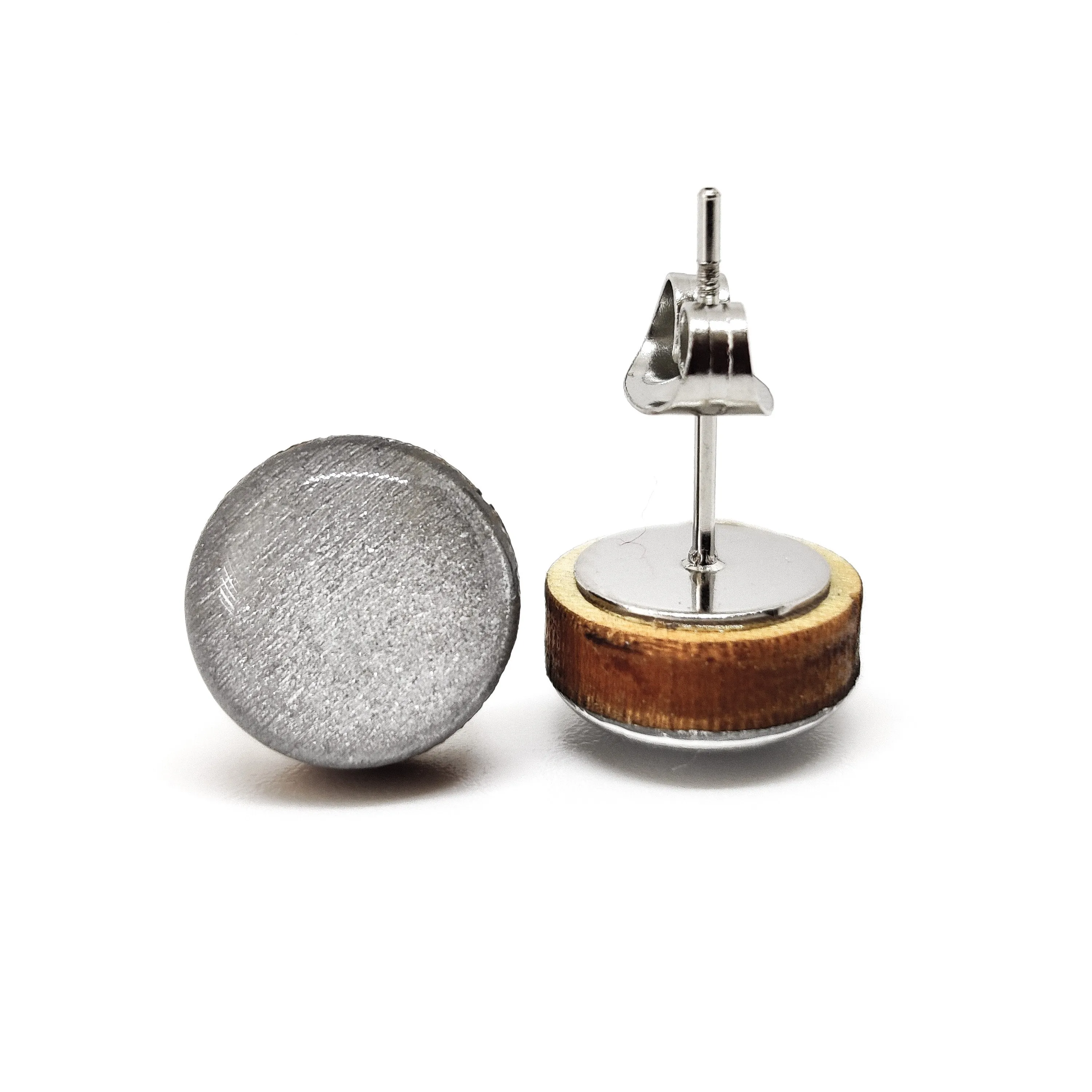Silver Shimmer Stud Earrings by Candi Cove Designs