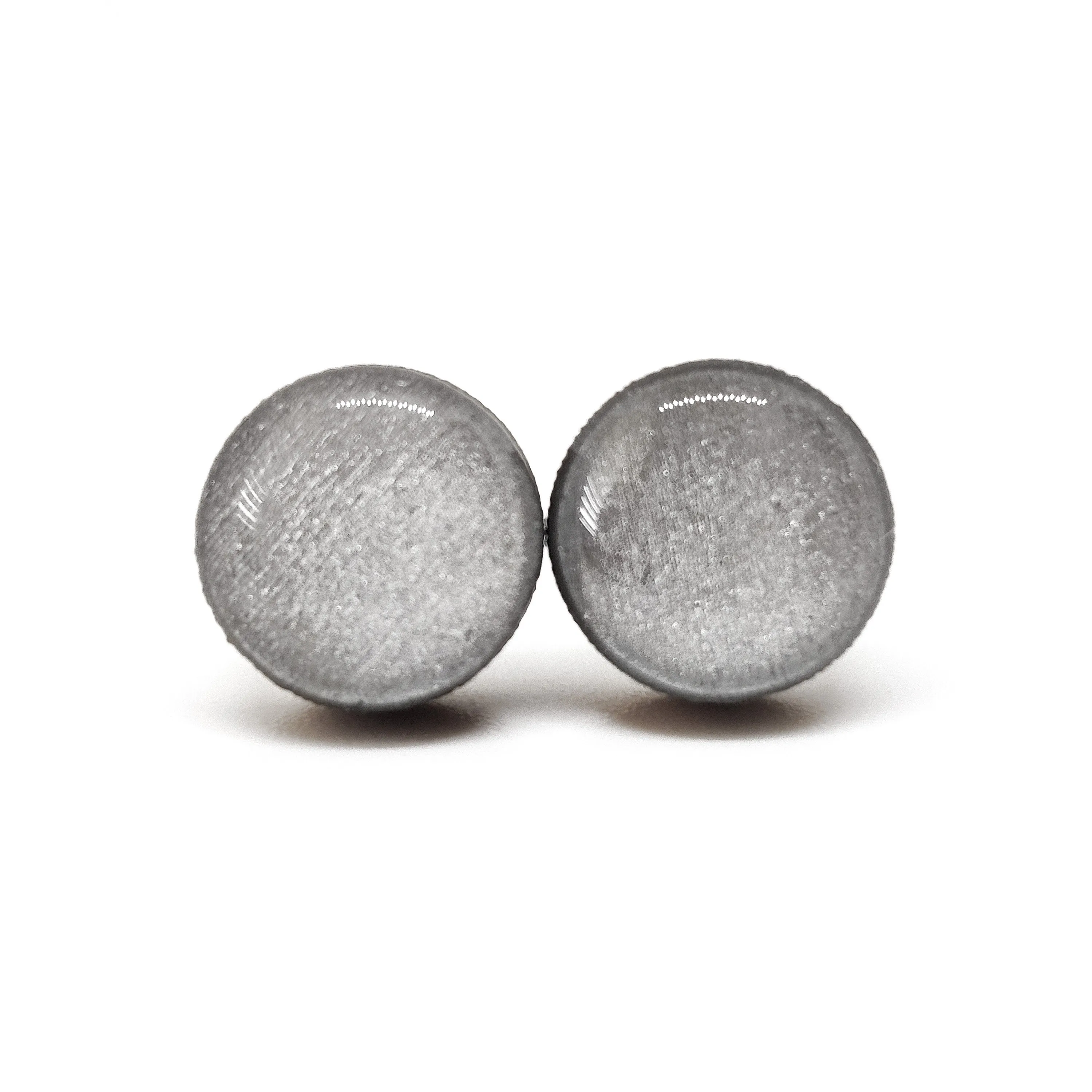 Silver Shimmer Stud Earrings by Candi Cove Designs