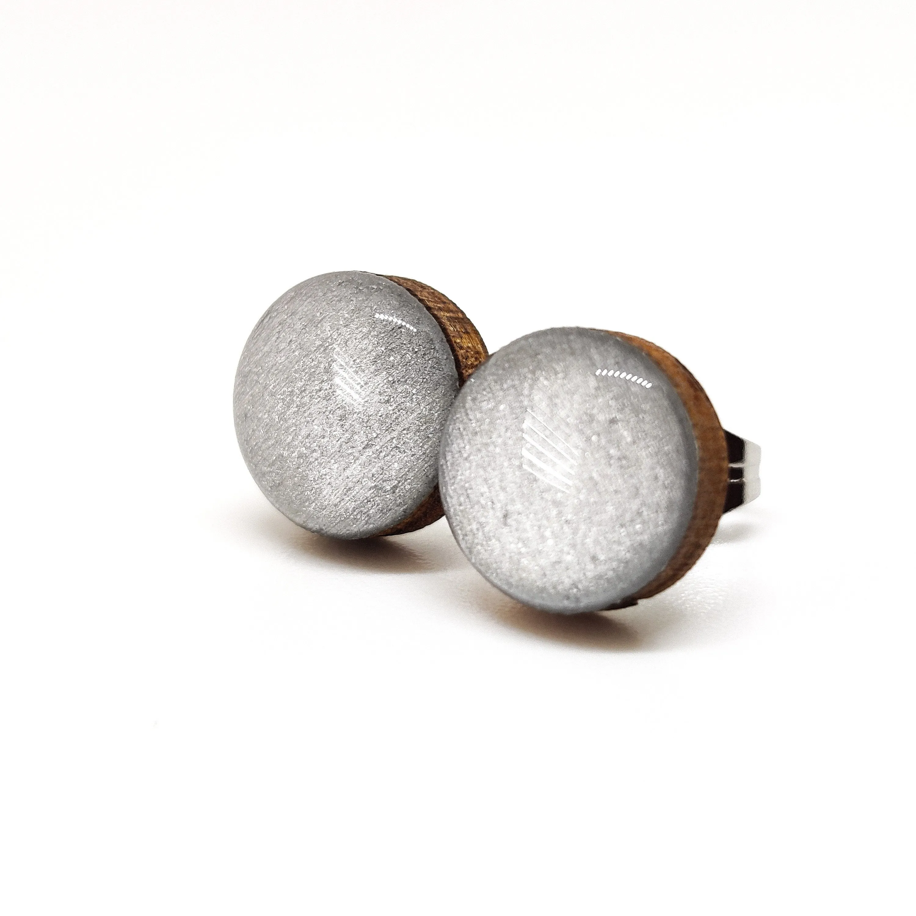 Silver Shimmer Stud Earrings by Candi Cove Designs